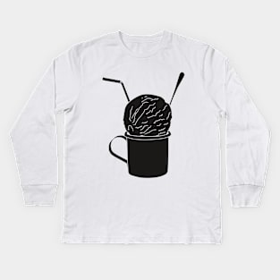 silhouette of ice cream in a tin cup Kids Long Sleeve T-Shirt